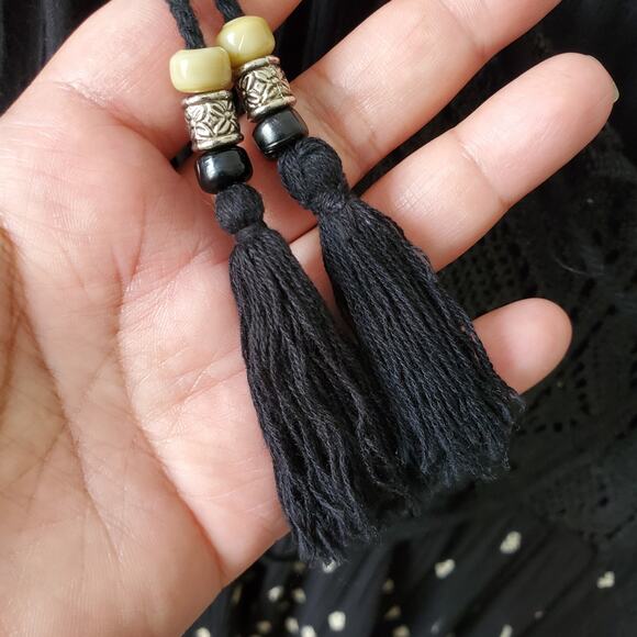 Angie Black Ivory Boho Off Shoulder Top S Fairy Hippie Gypsy Whimsy Renfair - Picture 4 of 9